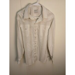 Vintage H Bar C California‎ Ranchwear Western Pearl Snap 16.5/35 White Striped!!